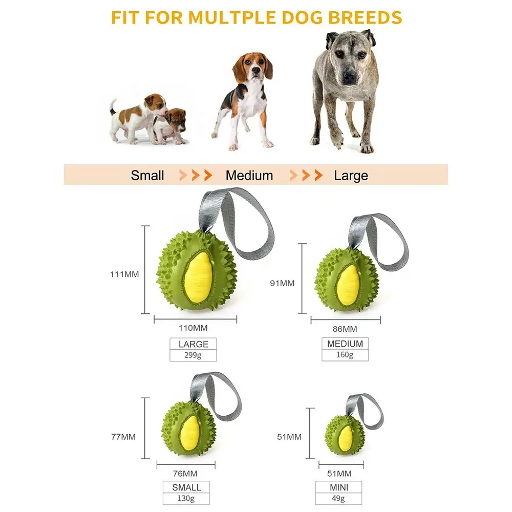 2x Petopia Ultra Tough 8cm Rubber Durable Durian Dog Toy Chew Treat Small Assort