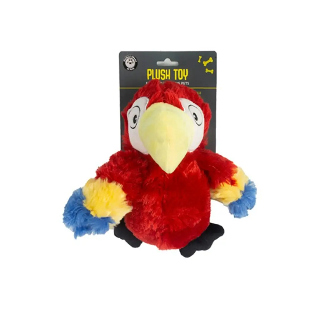 3x Dudley's World Of Pets Plush Parrot With Squeaker Dog/Pet Soft Toy Assorted