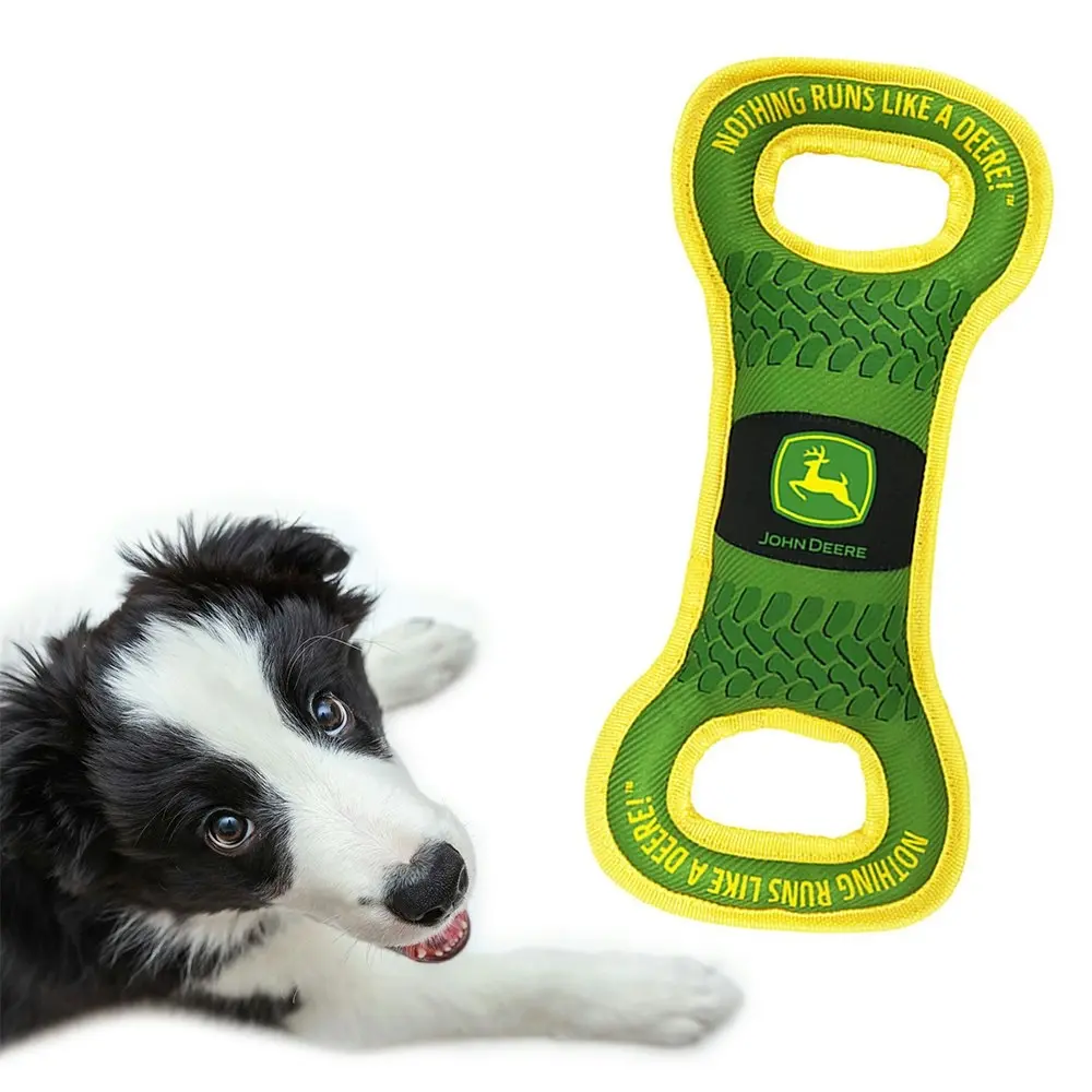 John Deere Licensed Pet Accessories Dog Nylon Web Binding Squeaker Tug Toy