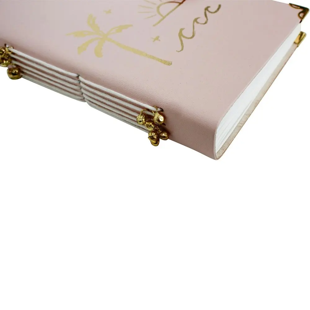 Leather/Paper 18cm Golden Beach Notebook Travel Writing Journal/Diary Pink/Gold