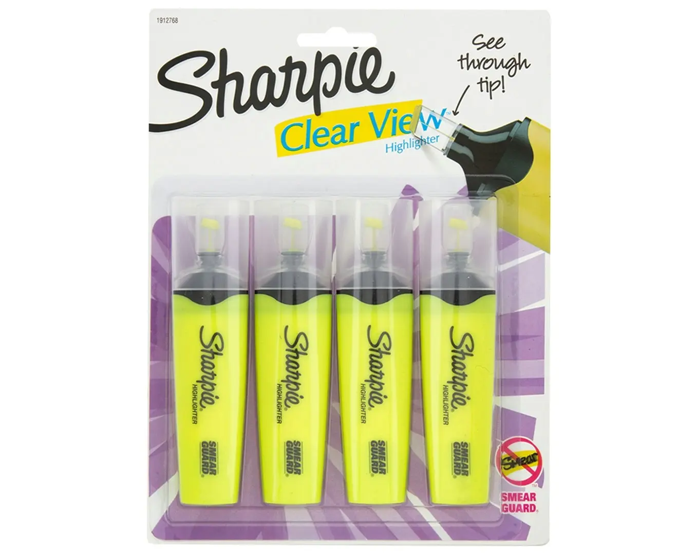 8PK Sharpie Clear View Highlighter Office/School Pen Marker Writing Yellow