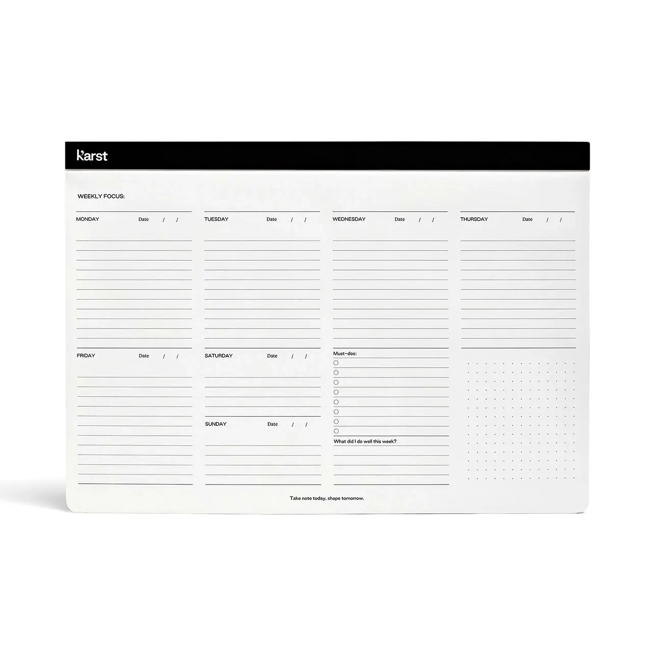 Karst 60-Sheet Stone Paper Weekly Desk Pad Personal Organiser Task/Notes Planner