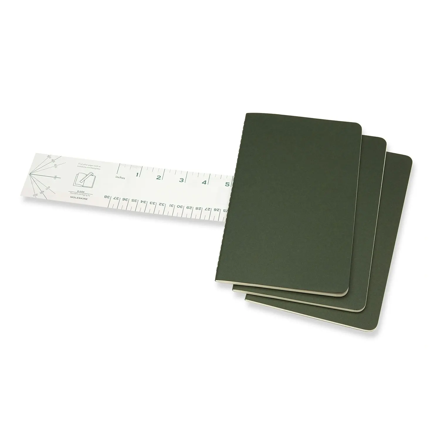 3pc Moleskine Ruled Cahier Notebook Architects/Designers Journal L Myrtle Green