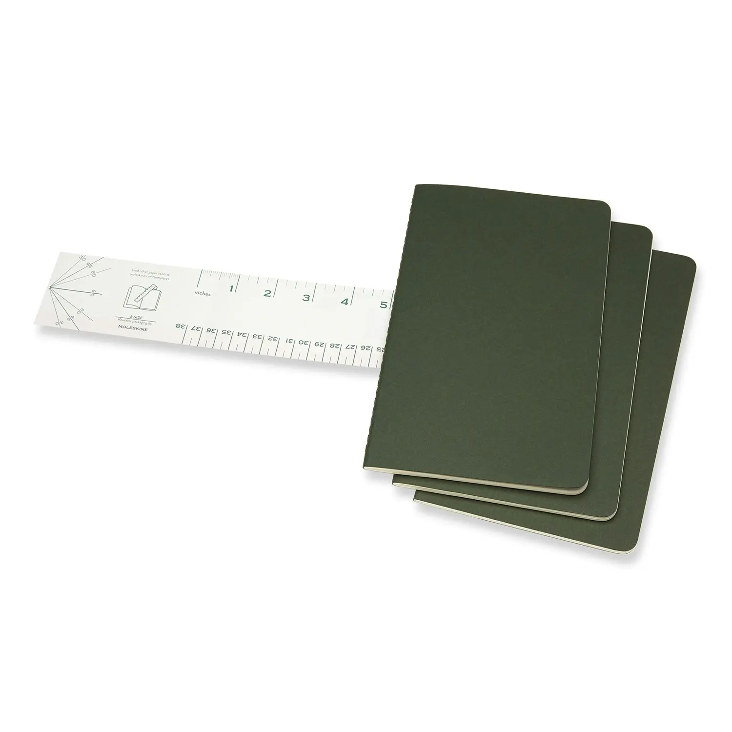 3pc Moleskine Plain Cahier Notebook Architects/Designers Journal L Myrtle Green