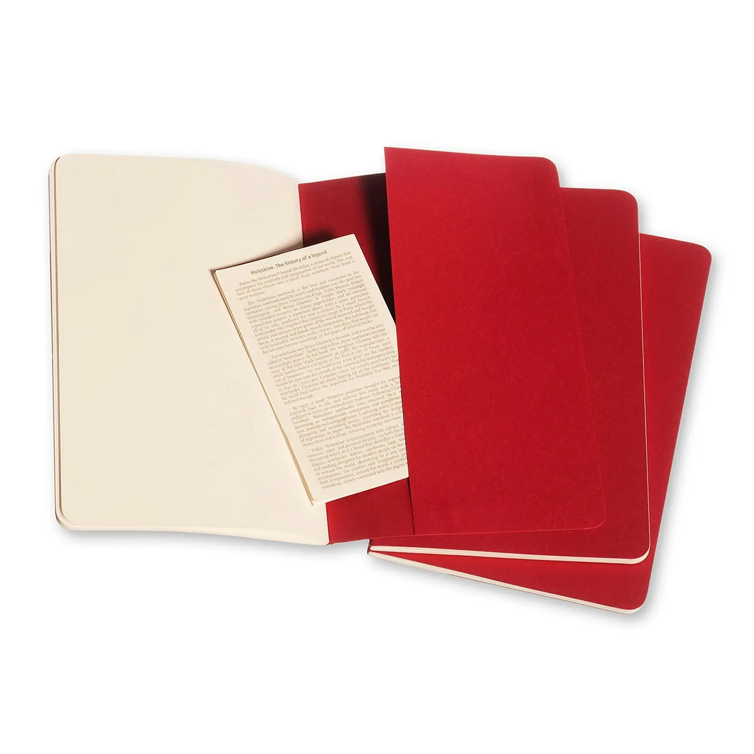 3pc Moleskine Plain Cahier Notebook Architects/Designers Journal L Cranberry Red