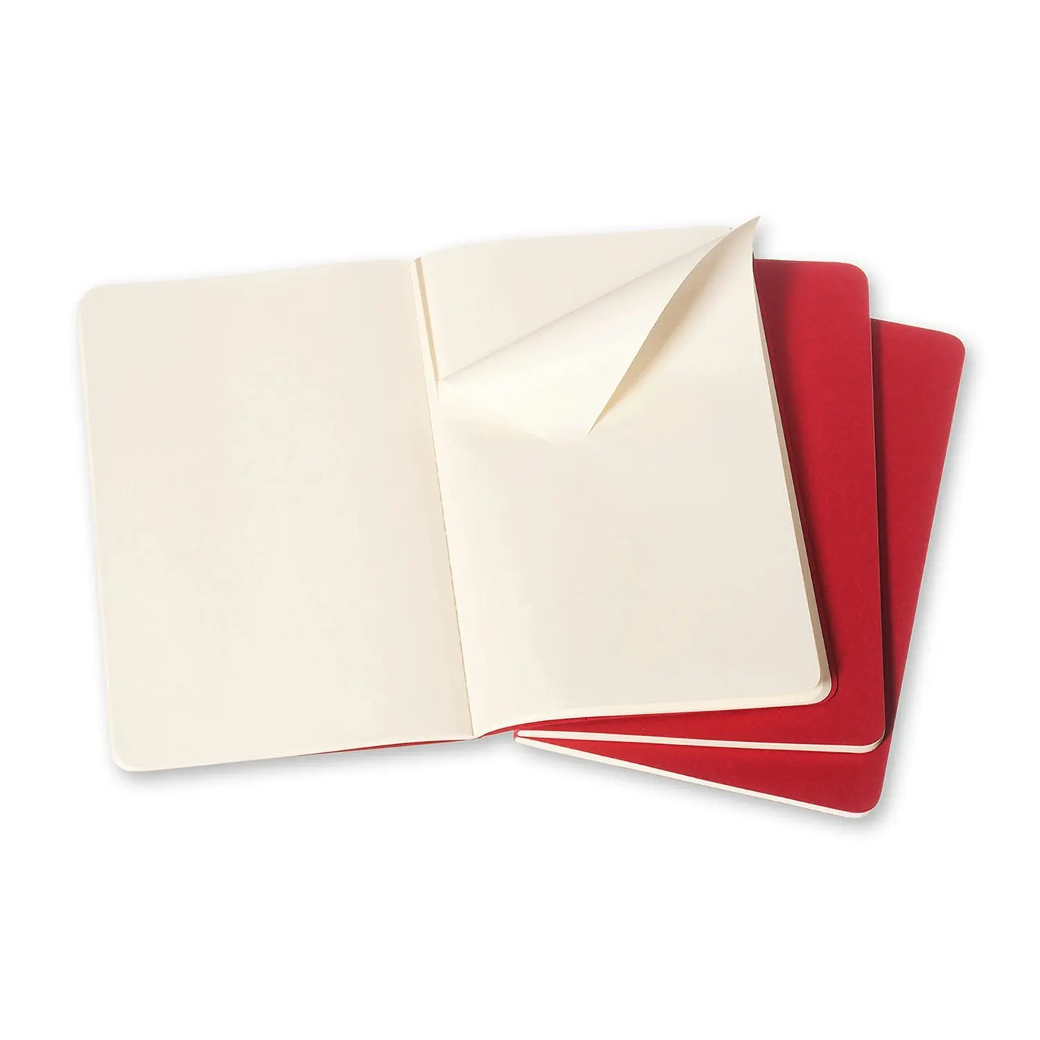 3pc Moleskine Plain Cahier Notebook Architects/Designers Journal L Cranberry Red