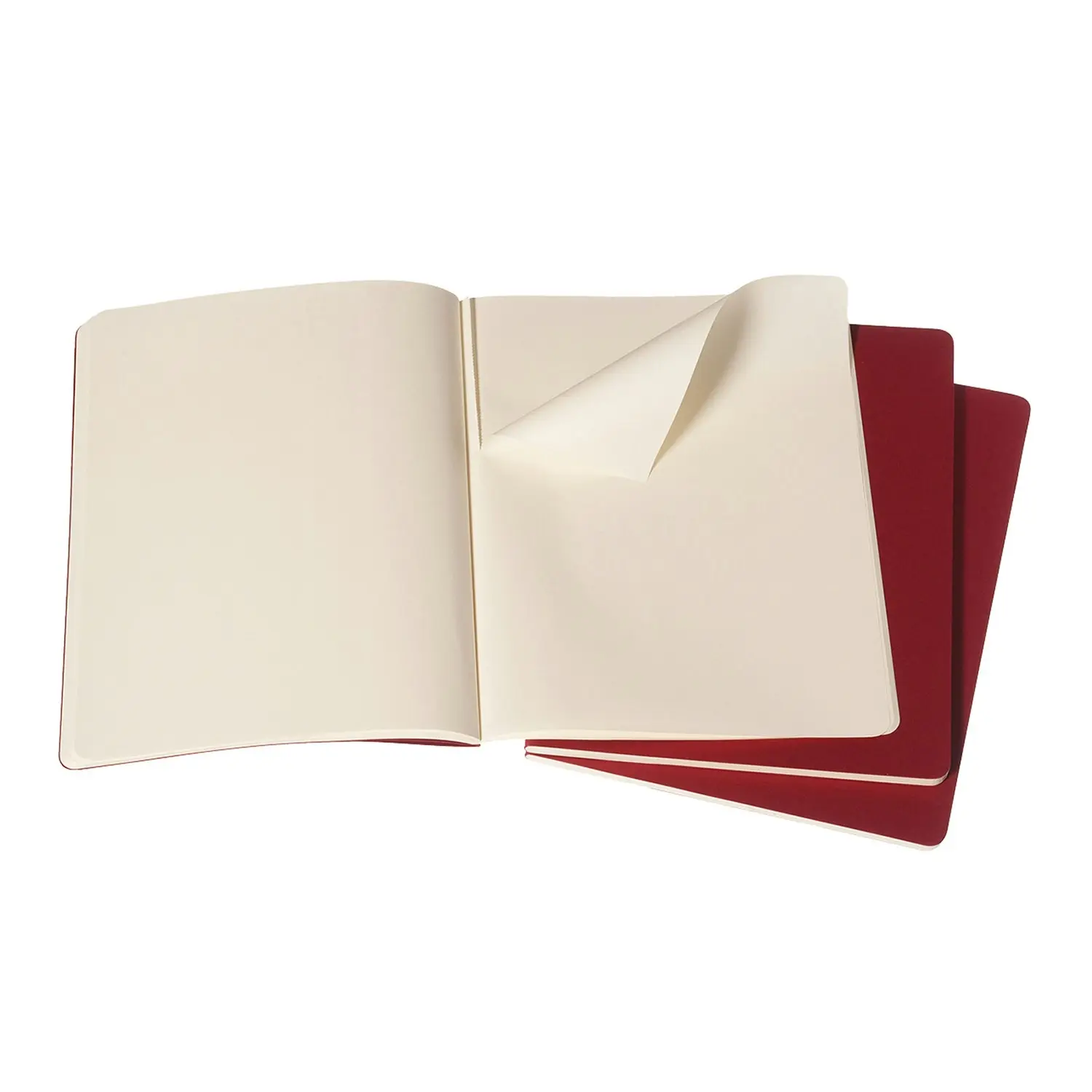 3pc Moleskine Plain Cahier Notebook Architects/Designers Journal XL Cranberry RD