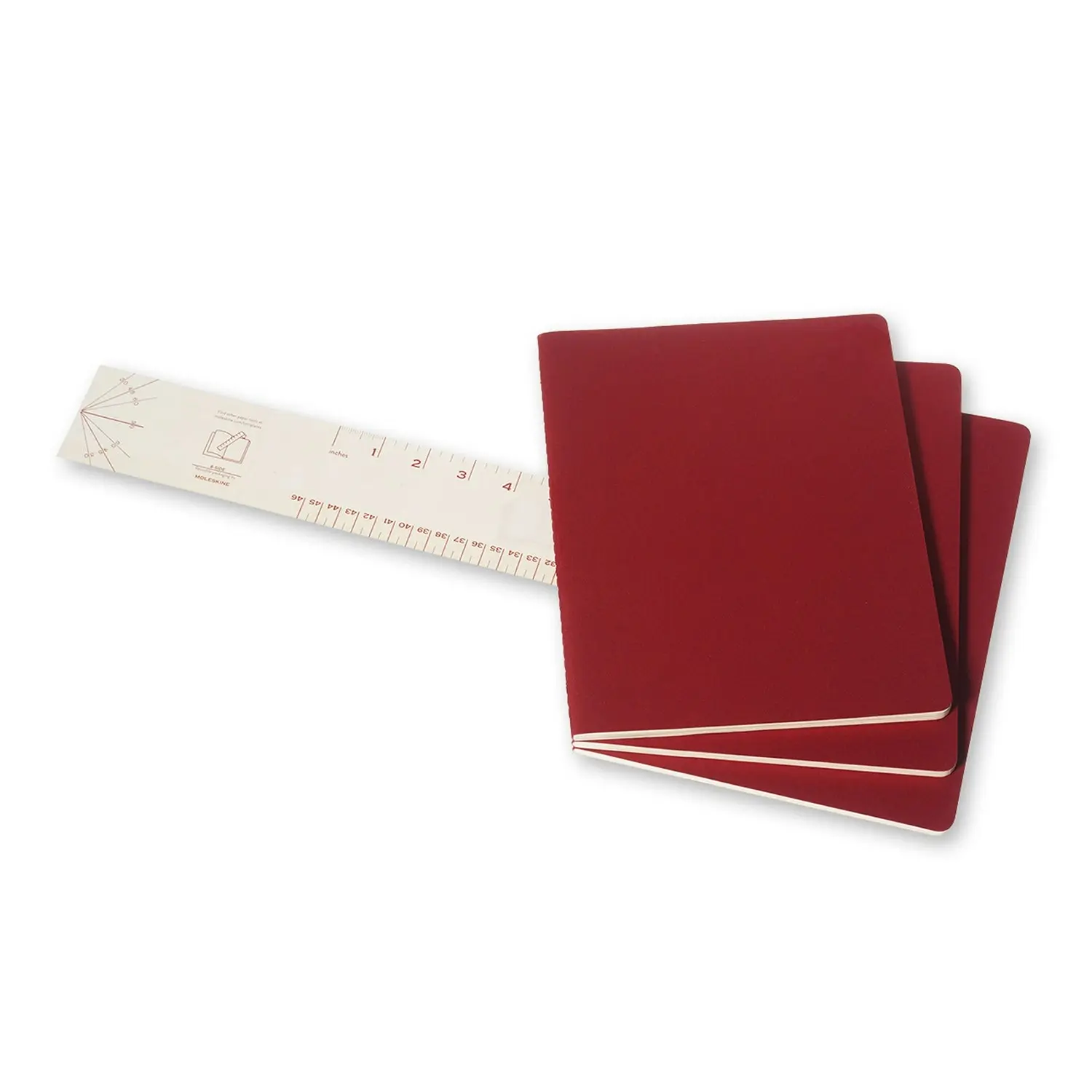 3pc Moleskine Plain Cahier Notebook Architects/Designers Journal XL Cranberry RD