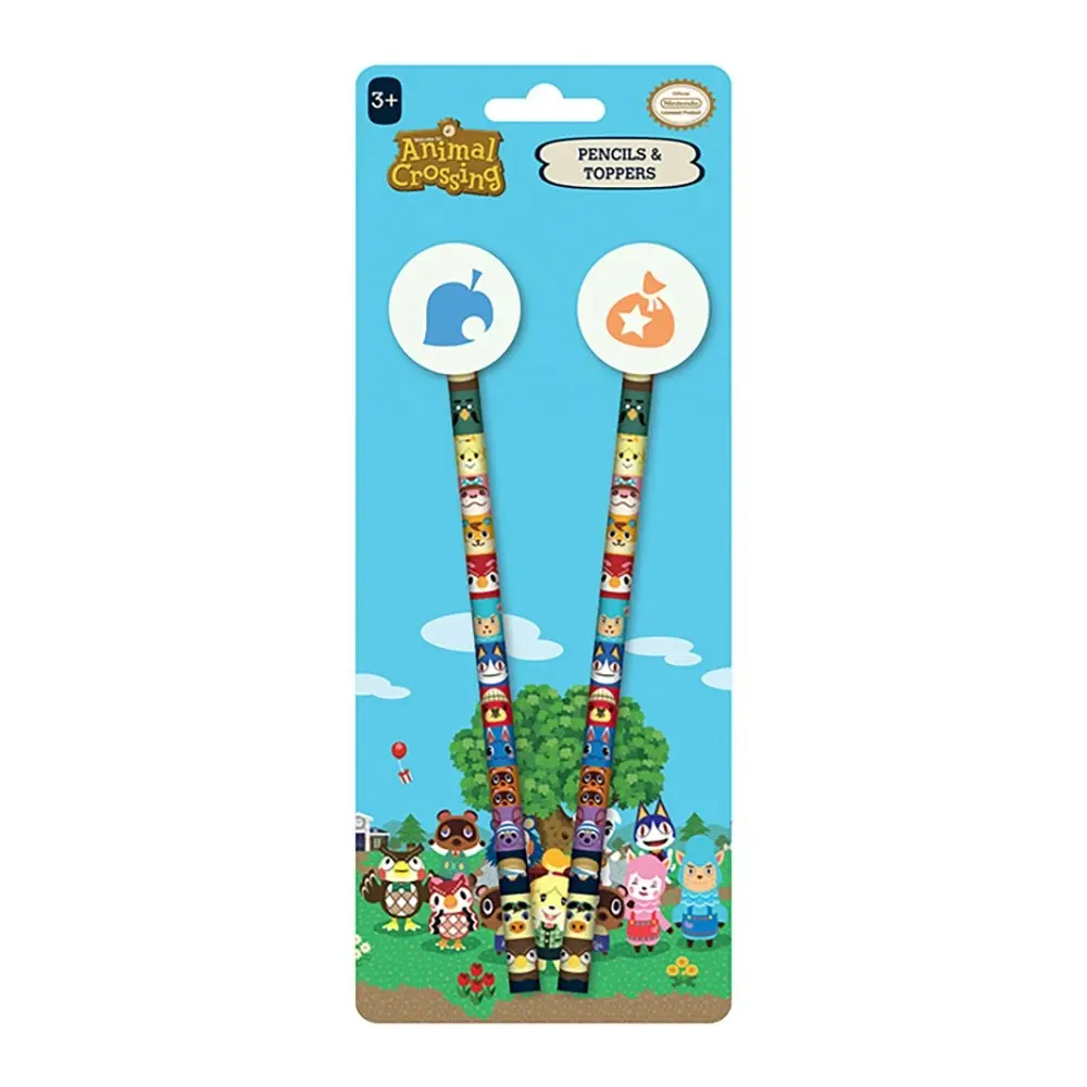 3x Animal Crossing Themed Villager Squares Pencils & Toppers Stationary Set