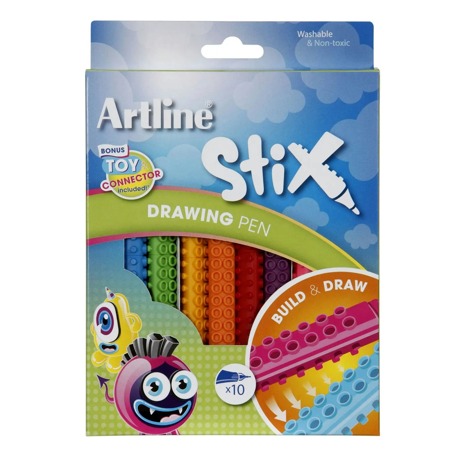 20pc Artline Stix Connectable Kids/Childrens Art/Craft Drawing Coloured Pens