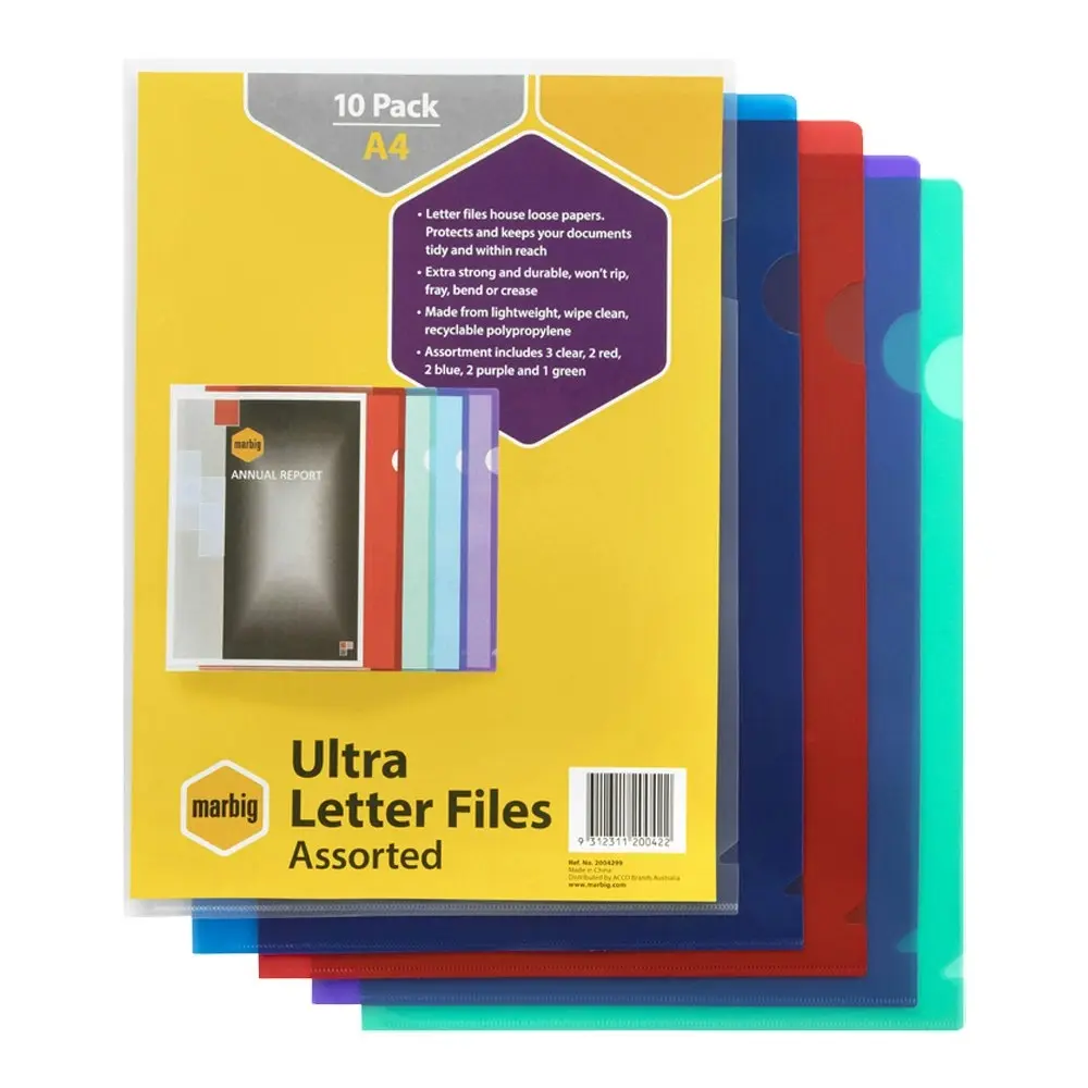 30pc Marbig PP Ultra Letter File A4 Document Paper/Stationery Folder Assorted