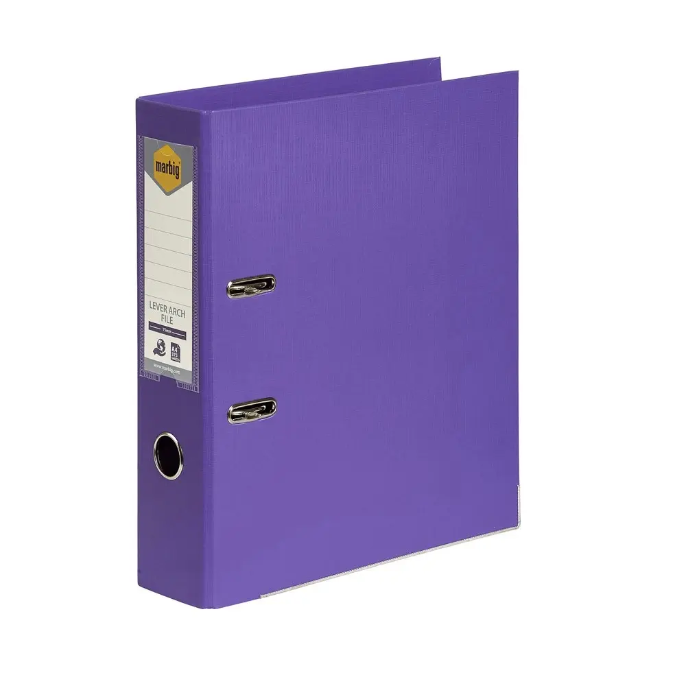 2x Marbig PE Lever Arch File Folder A4 Document Filing Organiser Holder Purple