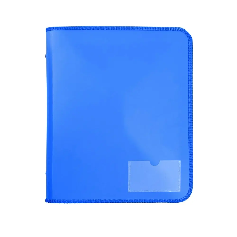 2x Marbig 2 D-Ring A4 Zipper Binder 25mm w/ Tech Case File Document Holder Blue