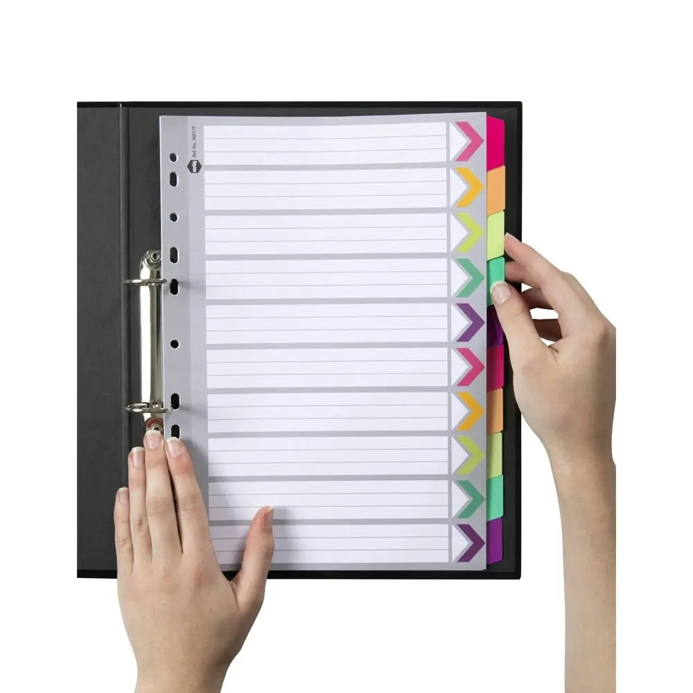 Marbig 10-Tab Fluoro A4 File Ring Binder Plastic Divider Index/Page Organiser