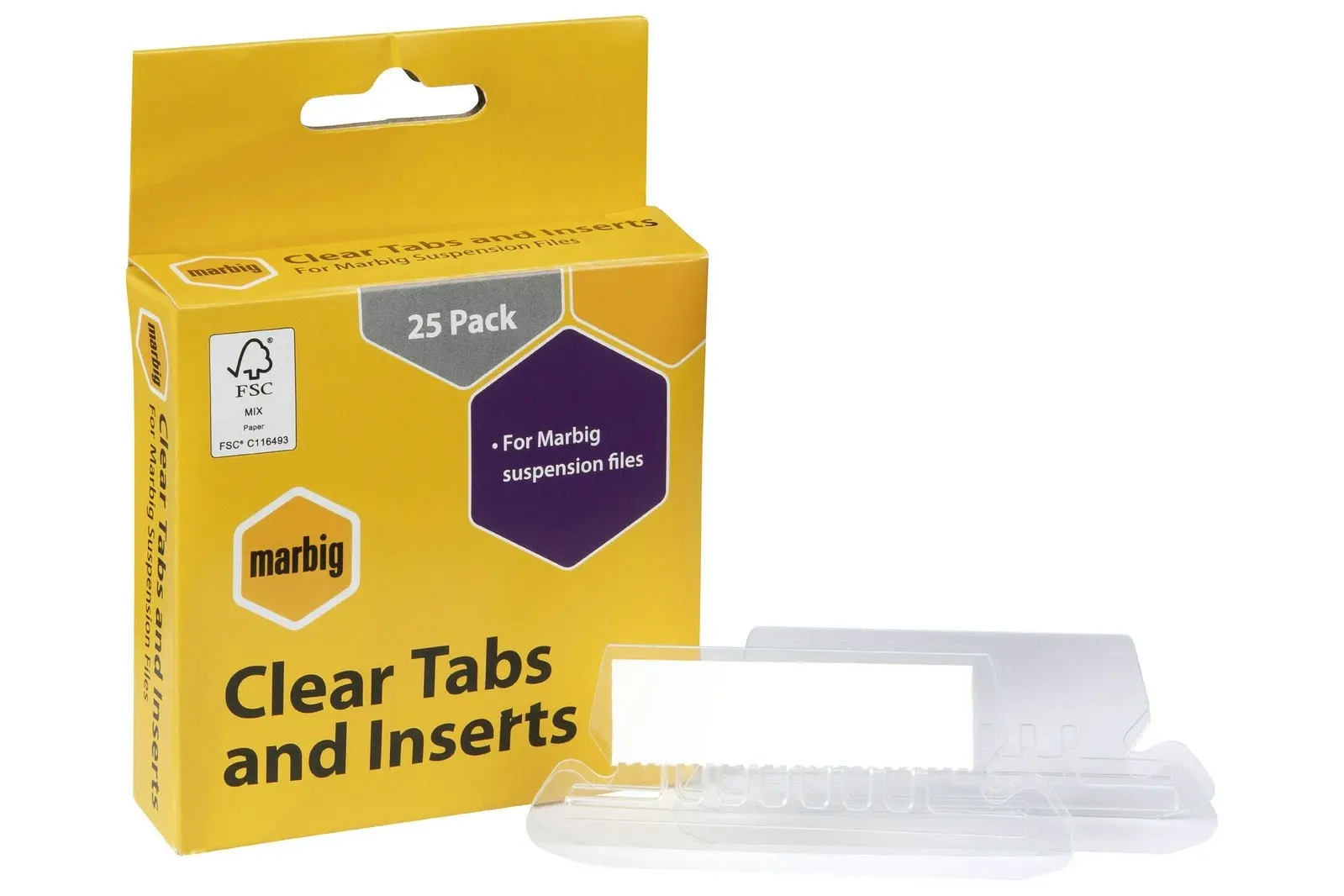 2x 25pc Marbig Suspension File Tabs & Inserts Filling Document Indices Set Clear