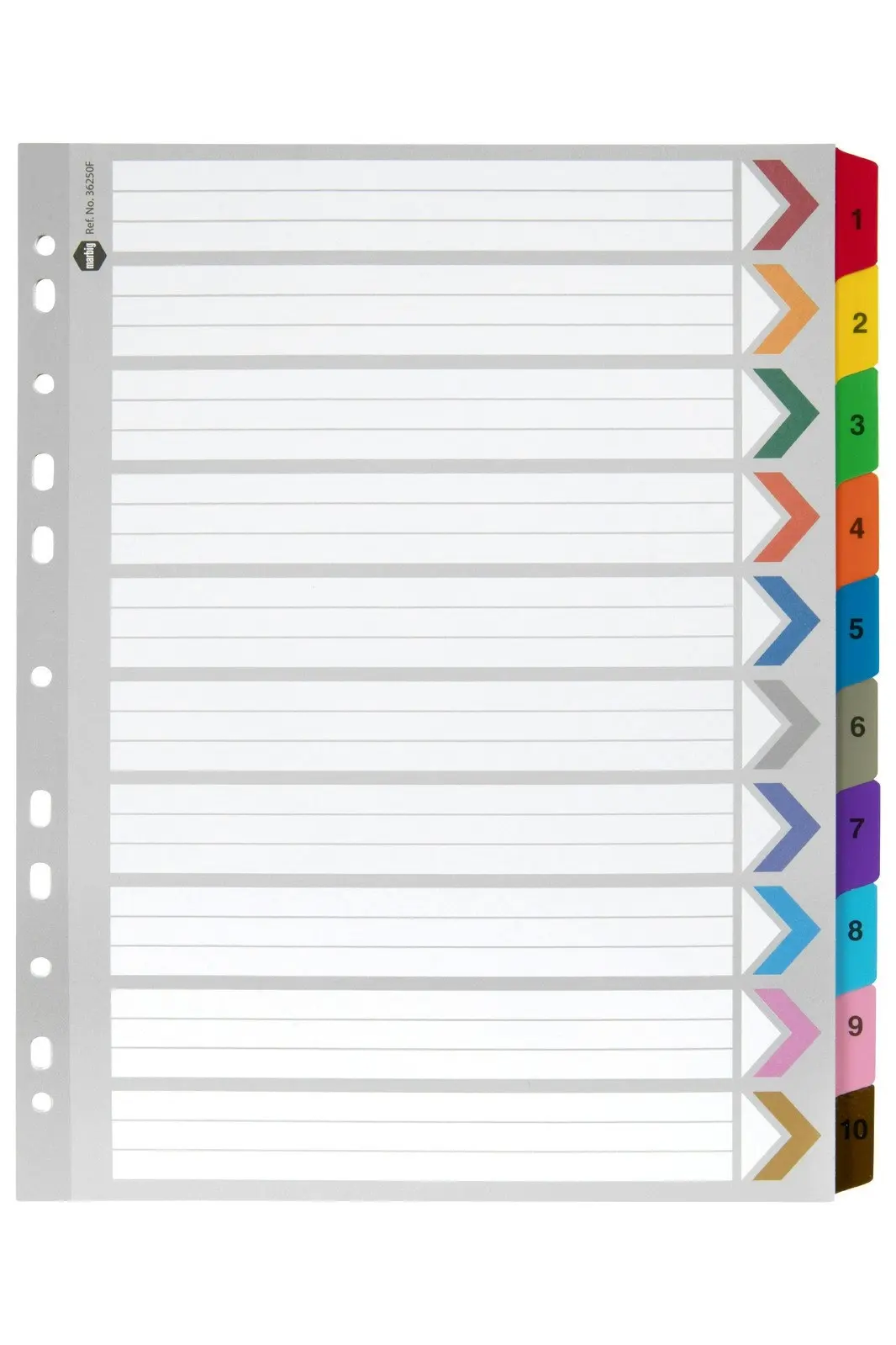 3x Marbig Extra Wide 1-10 Tab Coloured A4 Ring Binder Plastic Divider Organiser