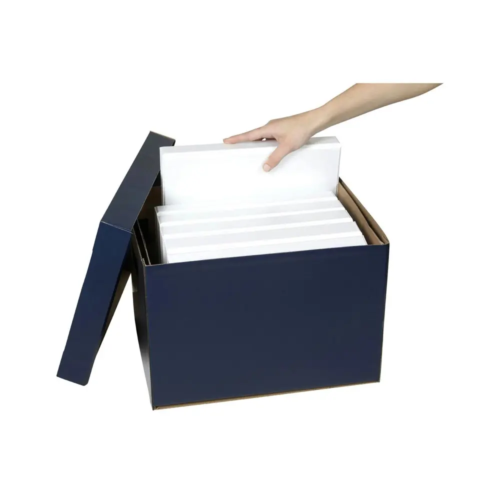 3PK Marbig 41.5cm Archive Box Document Holder Organiser File Storage w/ Lid Navy