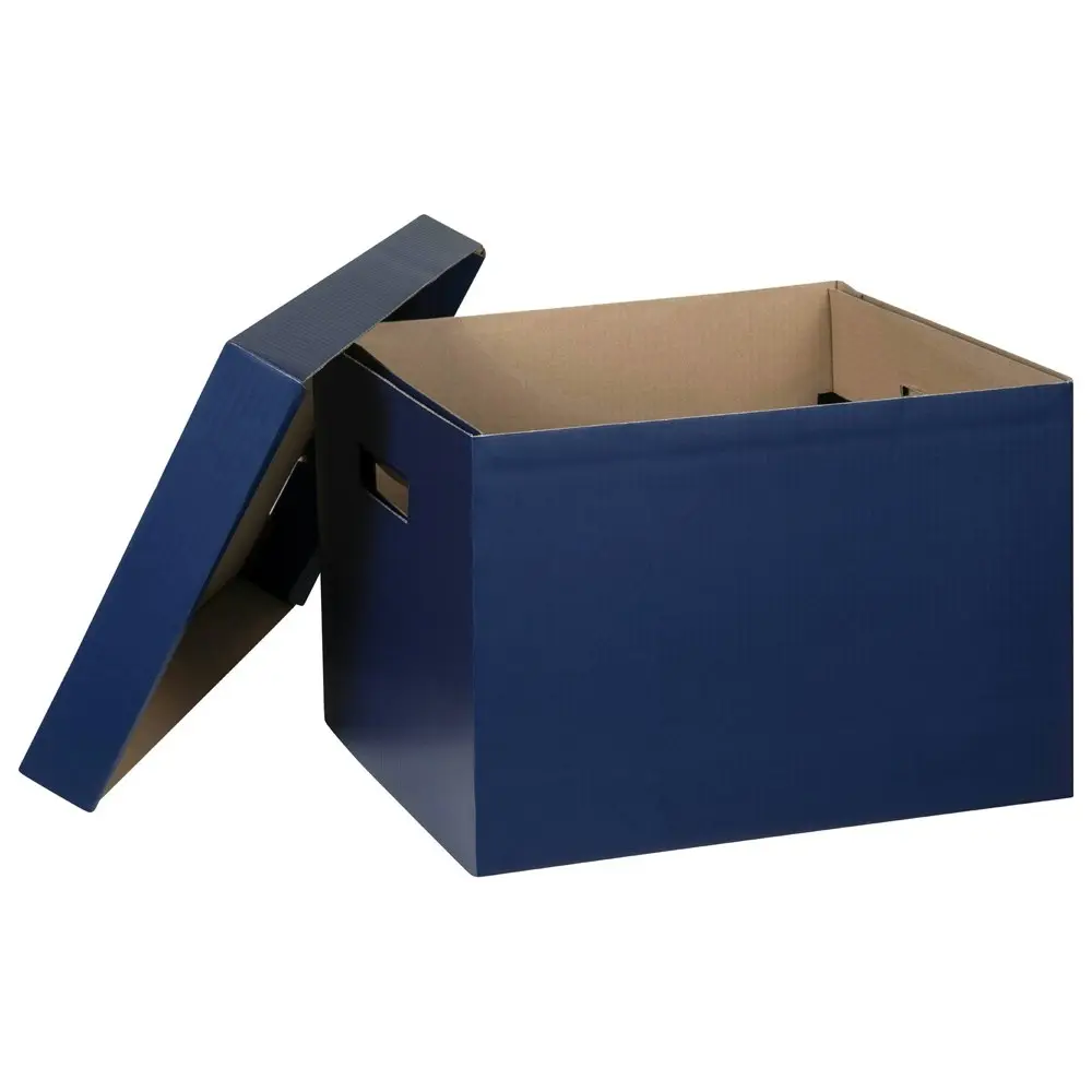 3PK Marbig 41.5cm Archive Box Document Holder Organiser File Storage w/ Lid Navy