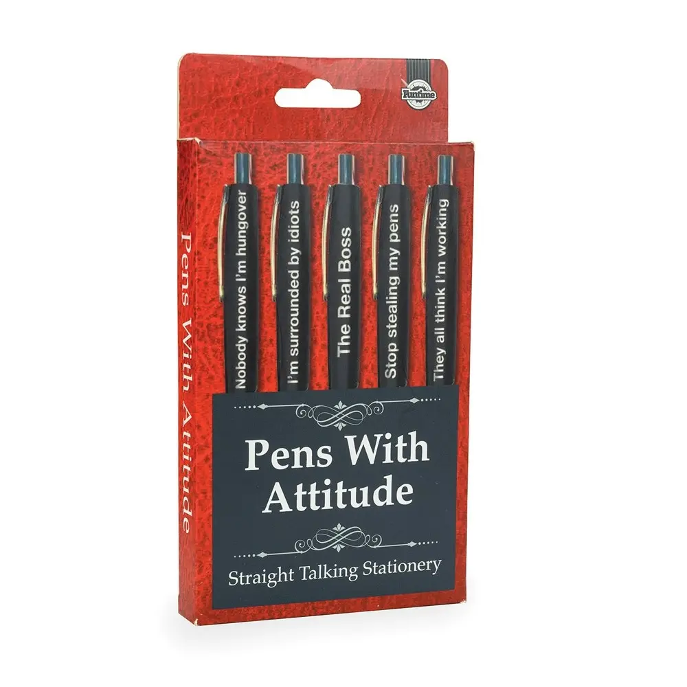 5pc Funtime Writing Ball Point Pens w/Attitude Home/Office Stationery Ballpen