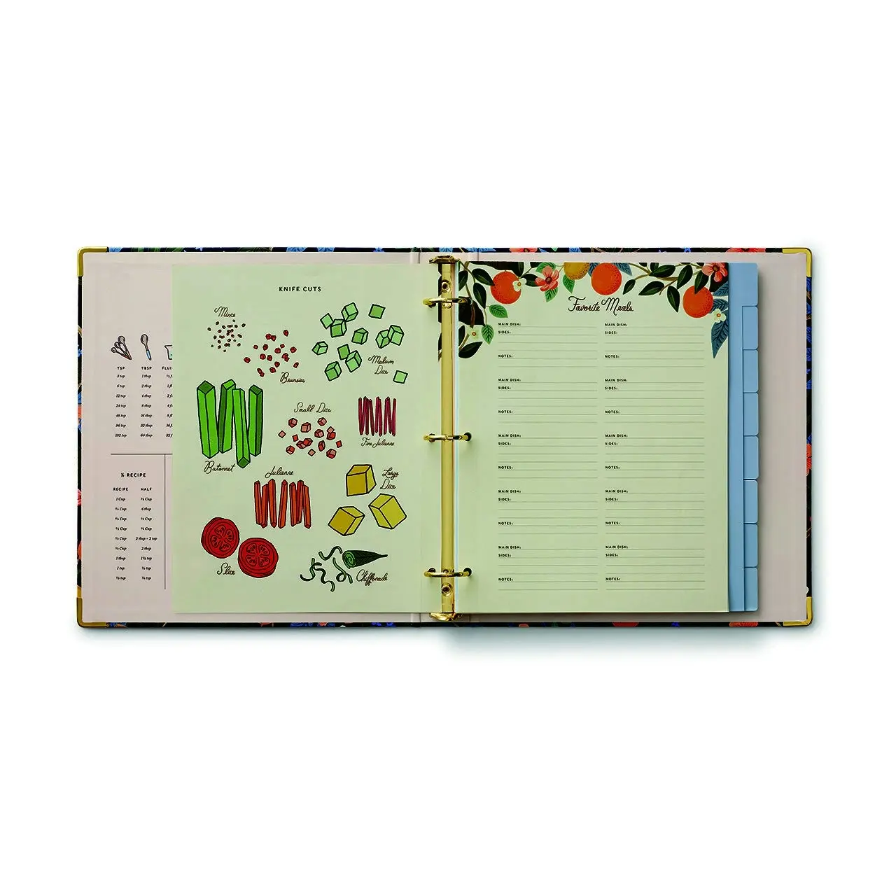 Rifle Paper Co 29x24cm Three-Ring Double-Sided Folder Recipe Binder Citrus Grove