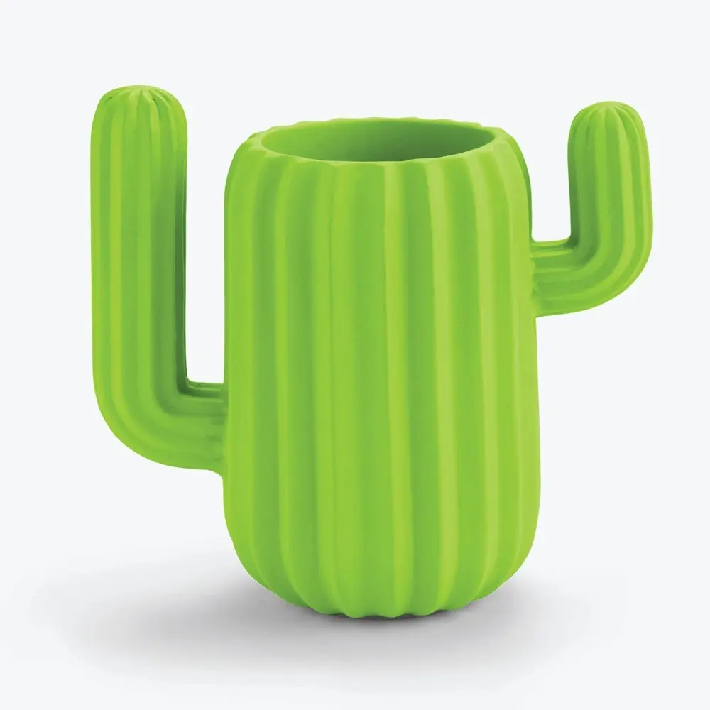 Mustard 15cm Polyresin Cactus Desktop Organiser/Stationery Pen Holder Green