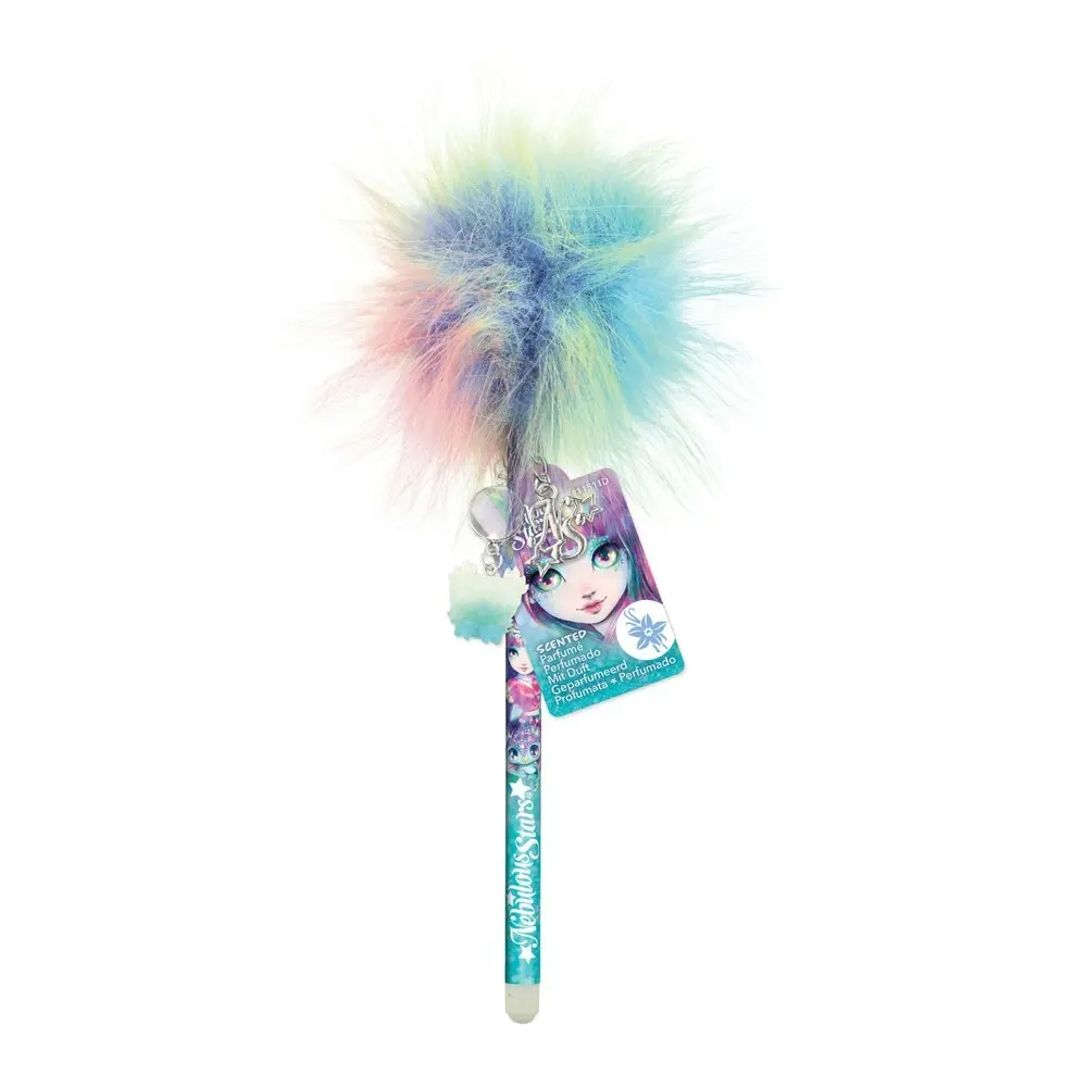 2PK Nebulous Stars Scented Pom Pom Ballpoint Pen Kids School Stationery Assorted