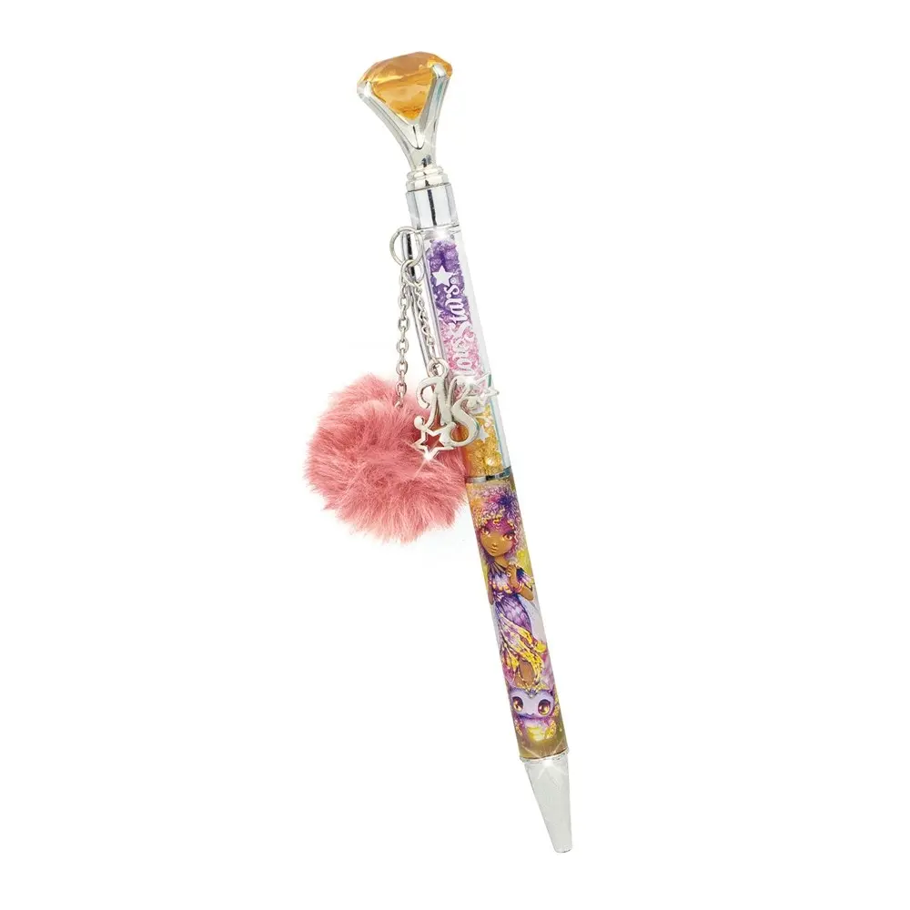 2PK Nebulous Stars Gem-Filled Diamond Ballpoint Pen w/Charm Writing Ballpen Asst