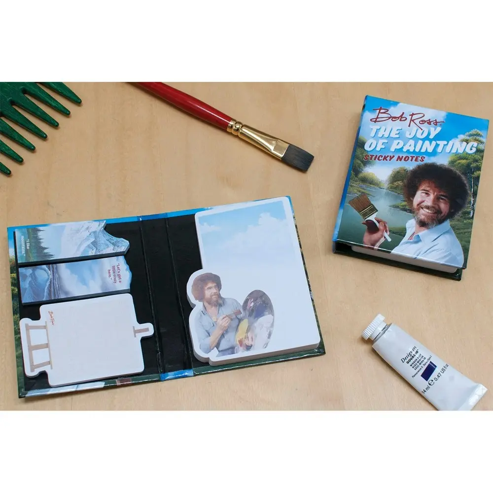 2PK Unemployed Philosophers Guild Sticky Notes Office Stationery 10cm Bob Ross