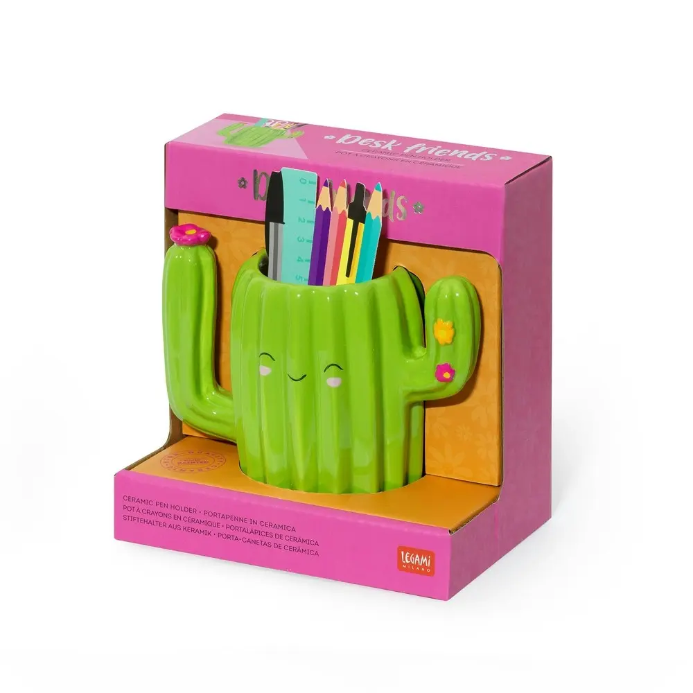 Legami Desk Friends Ceramic Pen/Ballpen Pencil Holder Storage Stationery Cactus