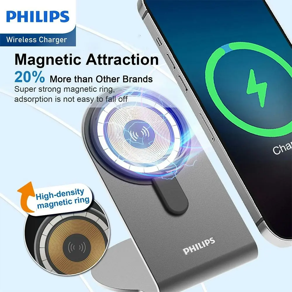 Philips Explorer's Edition 15W Magnetic Wireless Charger For iPhone/Samsung BLK