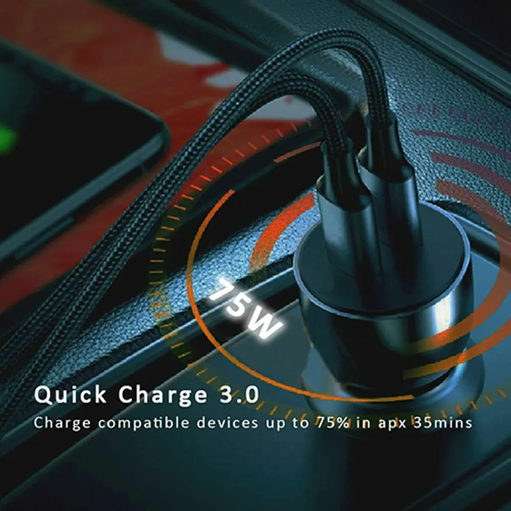 Sansai Dual Output USB-C Universal Quick Car Charger 24.6x24.6x54mm 75W