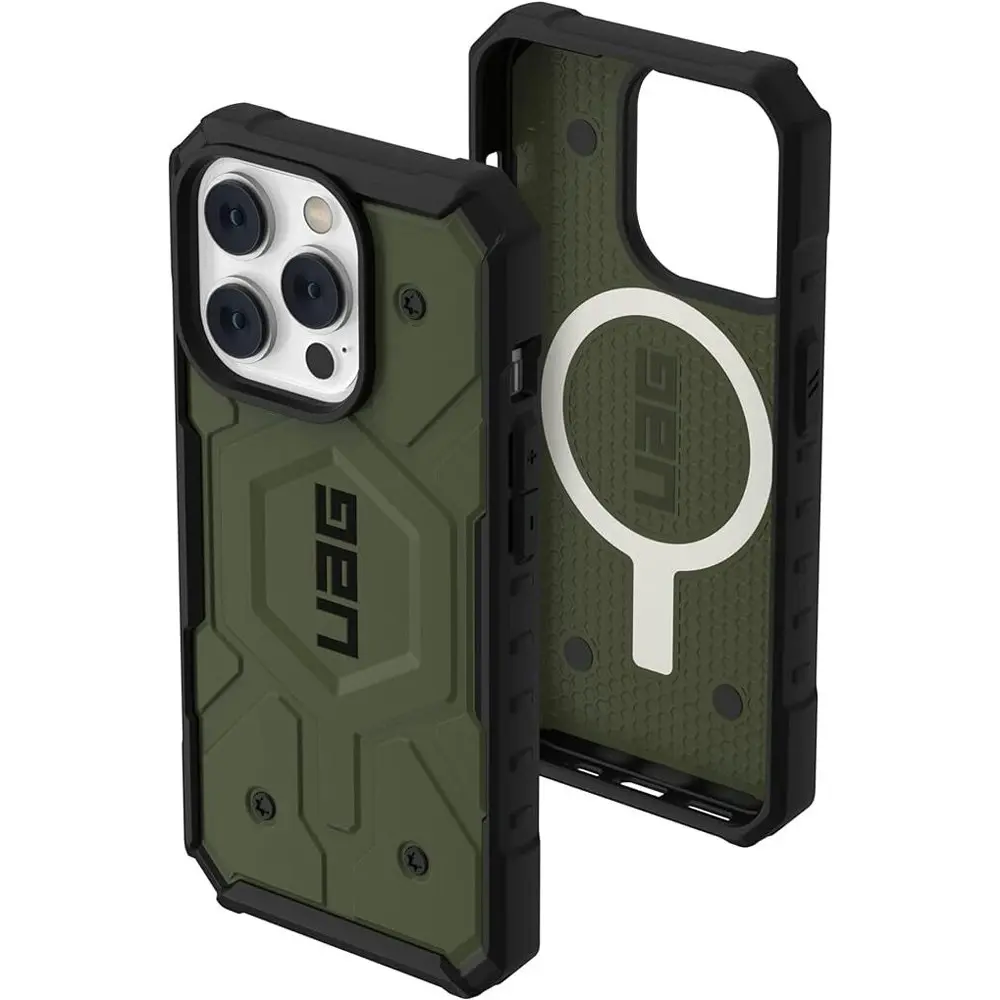 Urban Armour Gear Pathfinder MagSafe Phone Case Cover For iPhone 14 Pro Olive