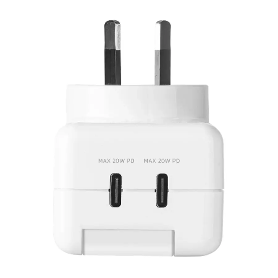 3sixT PowerGuard 40W Dual USB-C Phone Wall Charger w/ Surge Protector White