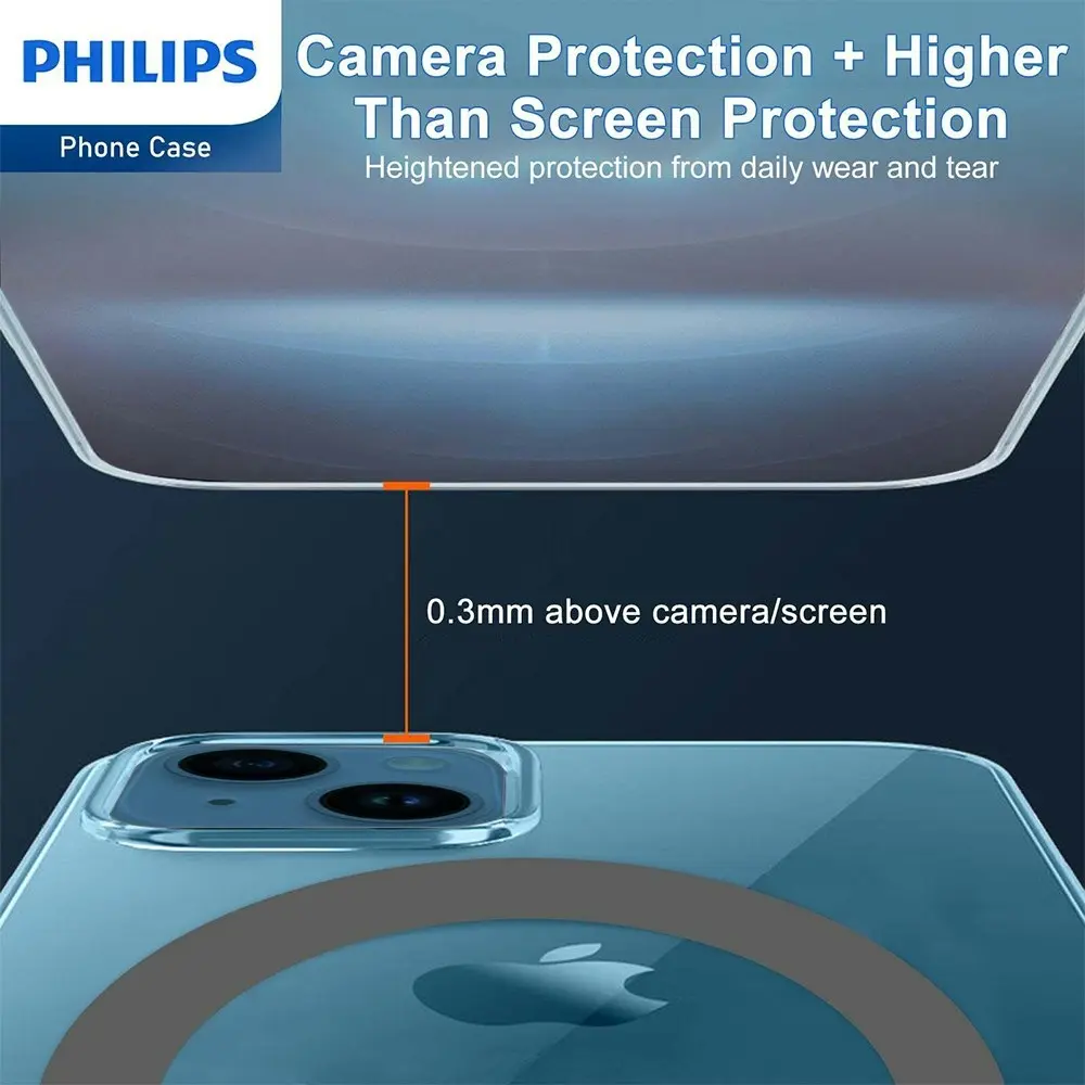 Philips Magnetic MagSafe Armor Case Protection Cover For Apple iPhone 15 Clear