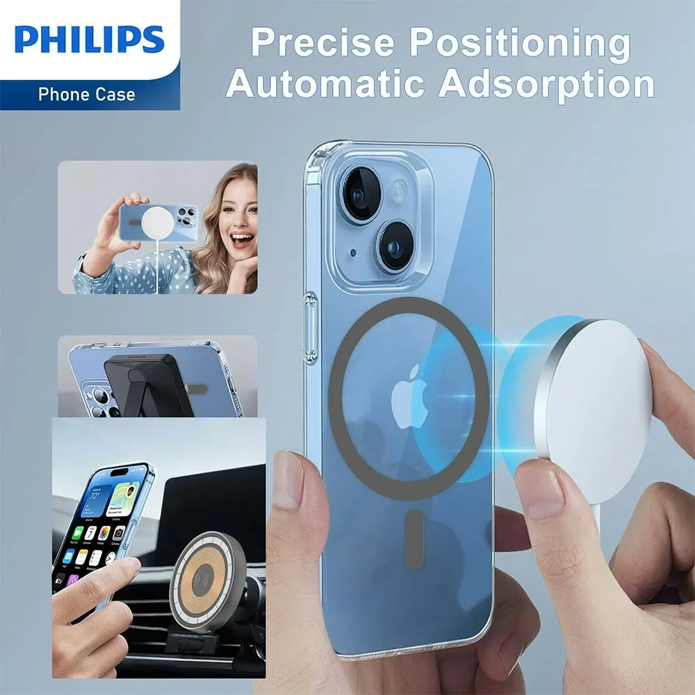 Philips Magnetic MagSafe Armor Case Protection Cover For Apple iPhone 15 Clear