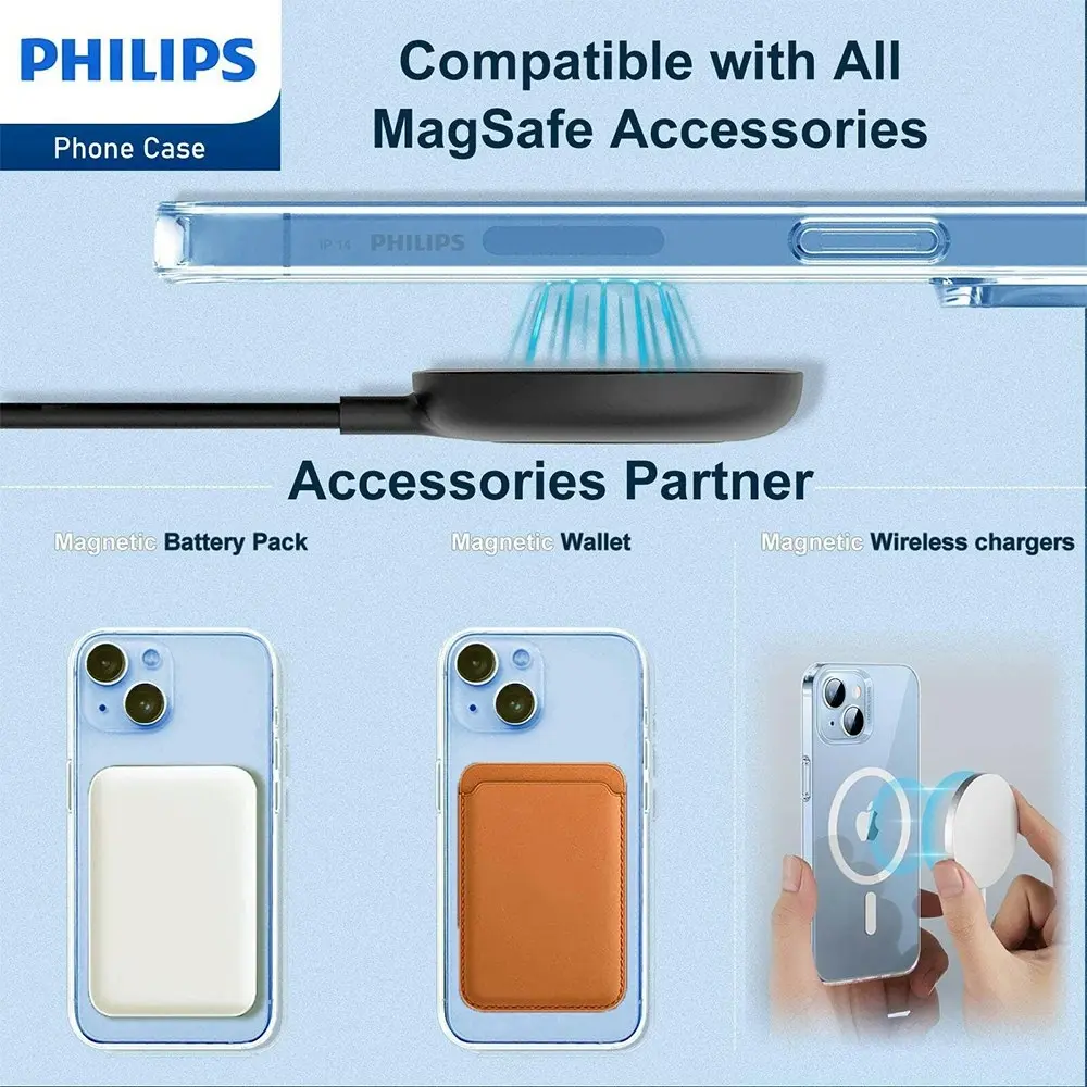 Philips MagSafe Case Drop Protection Bumper Cover For Apple iPhone 14 Clear