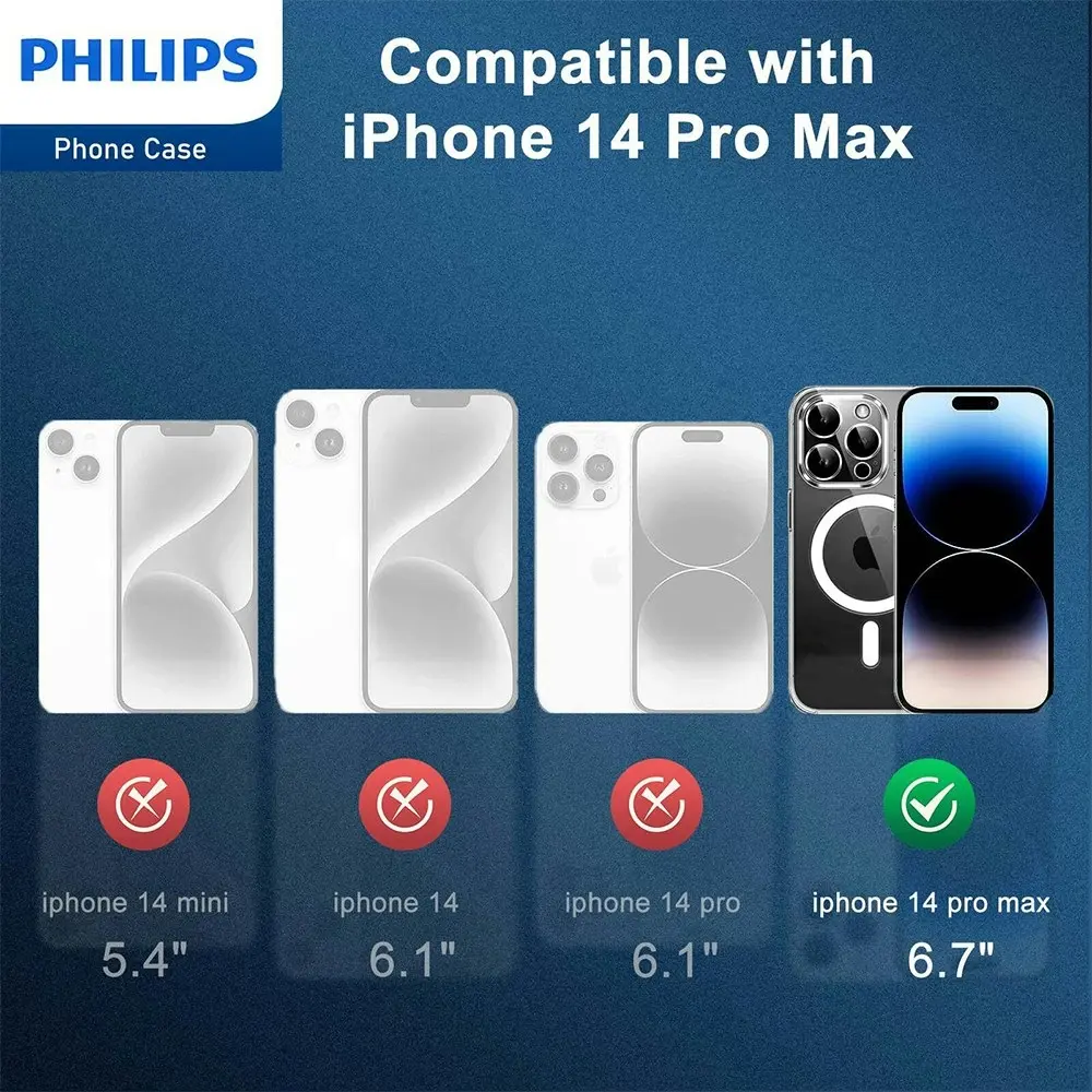 Philips MagSafe Case Drop Protection Cover For Apple iPhone 14 Pro Max Clear