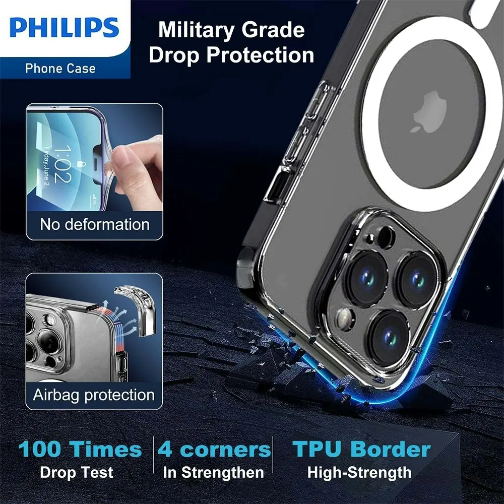 Philips MagSafe Case Drop Protection Cover For Apple iPhone 14 Pro Max Clear