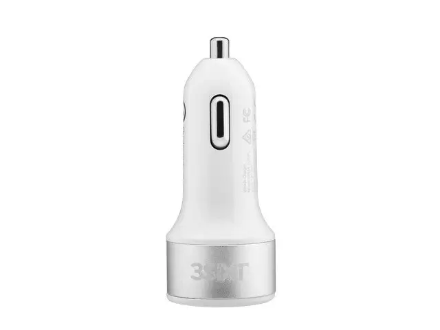 3sixT 27W Dual USB-A/USB-C PD Car Charger Port Adapter For iPhone/Samsung White