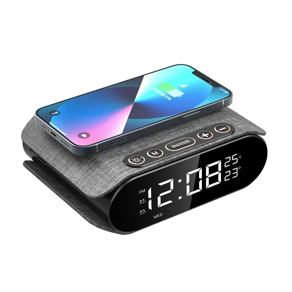 Rewyre Alarm Clock/Temperature USB Wireless Charging 15W Mobile Phone Charger