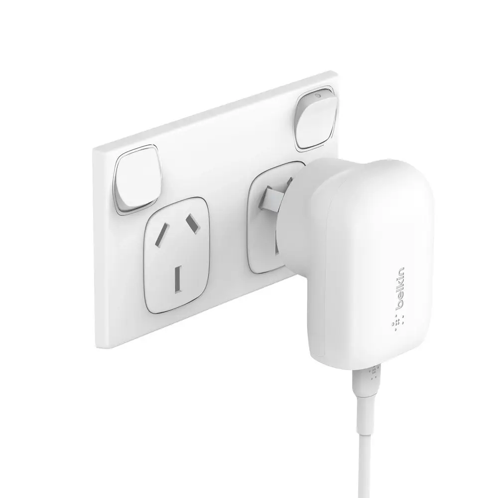 Belkin Boost Charge USB-C 3.0 Wall Charger AU/NZ Plug w/ PPS For iPhone 13 White