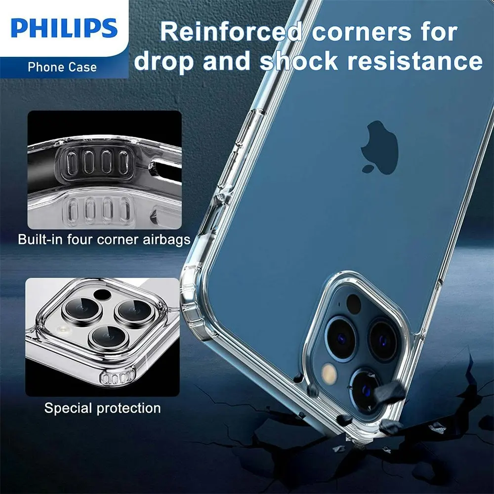 Philips Bumper Back Case Drop Protection Cover For Apple iPhone 15 Pro Max Clear