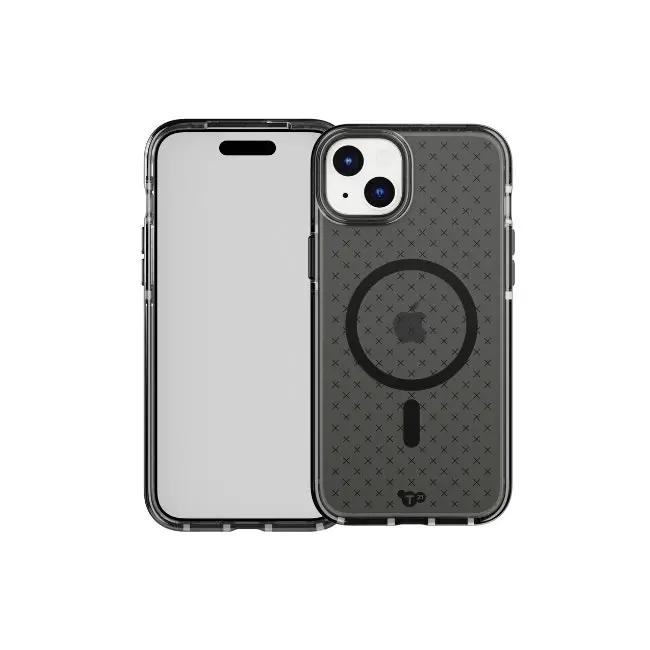 Tech21 EvoClear w/ MagSafe Mobile Phone Case For Apple iPhone 15 Plus Smokey/BLK