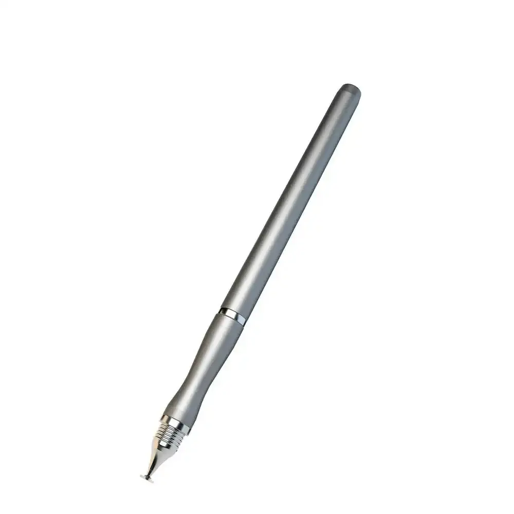 Laser Dual Disc Head Touchpad Stylus Pen For Apple iPad/Samsung Tablet Silver