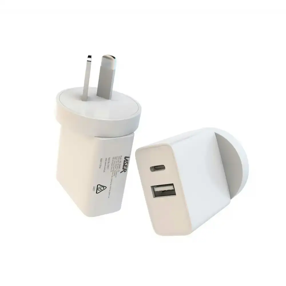 ChargeCore Dual USB-A/USB-C 30W PD Wall Charger Travel AU/NZ Plug Socket White