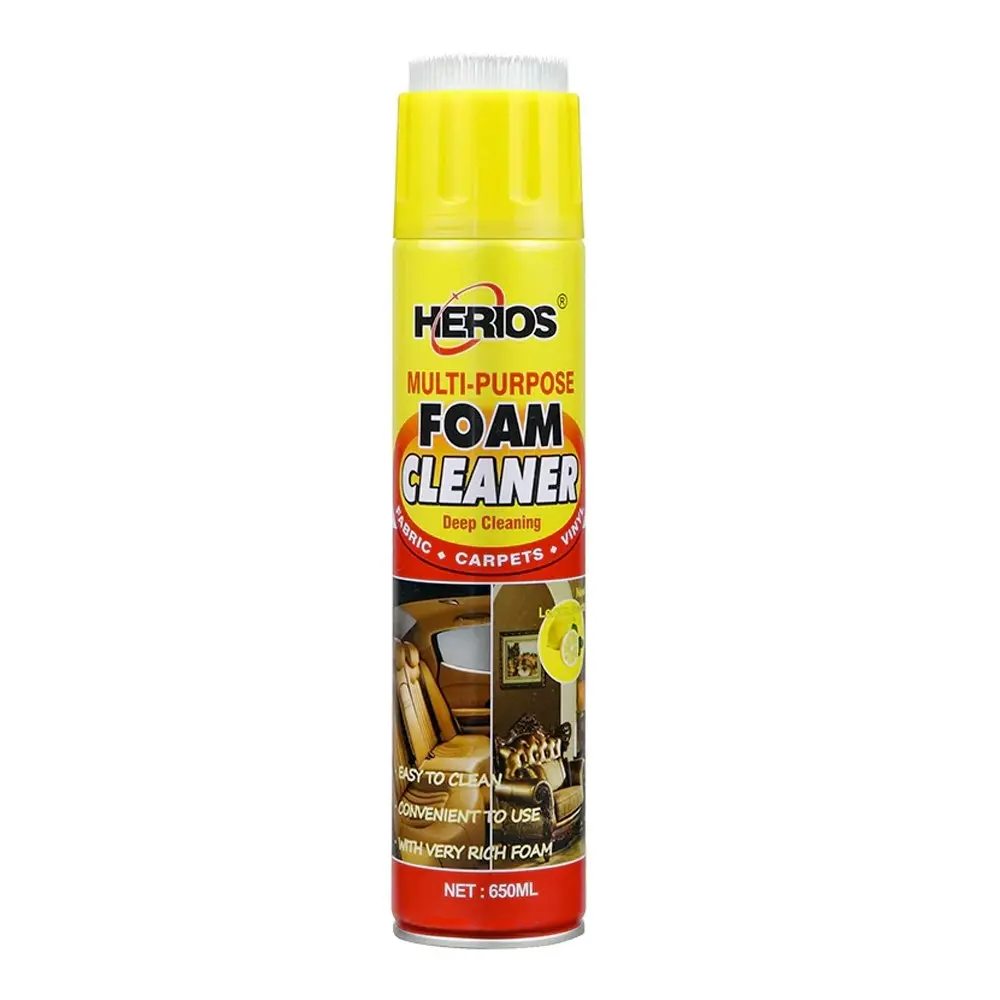 3PK Herios 650ml Multi-Purpose Foam Cleaner Auto/Leather w/ Brush Fresh Lemon