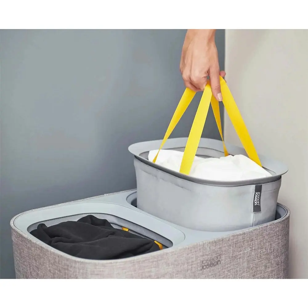 Joseph & Joseph 90L Tota Laundry Cloth Separation Storage Basket w/ Lid Grey