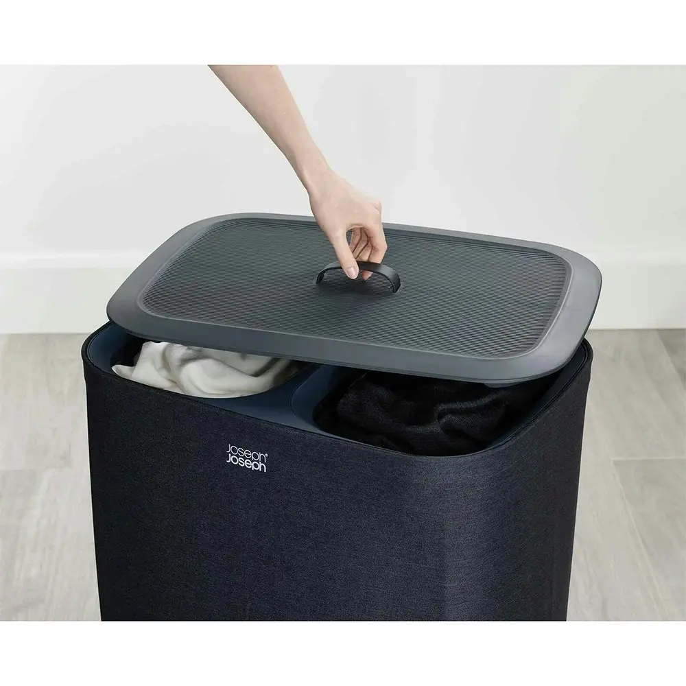 Joseph & Joseph 90L Tota Laundry Separation Storage Basket w/ Lid Carbon Black