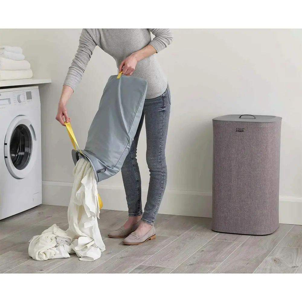 Joseph & Joseph 60L Tota Laundry Cloth Separation Storage Basket w/ Lid Grey