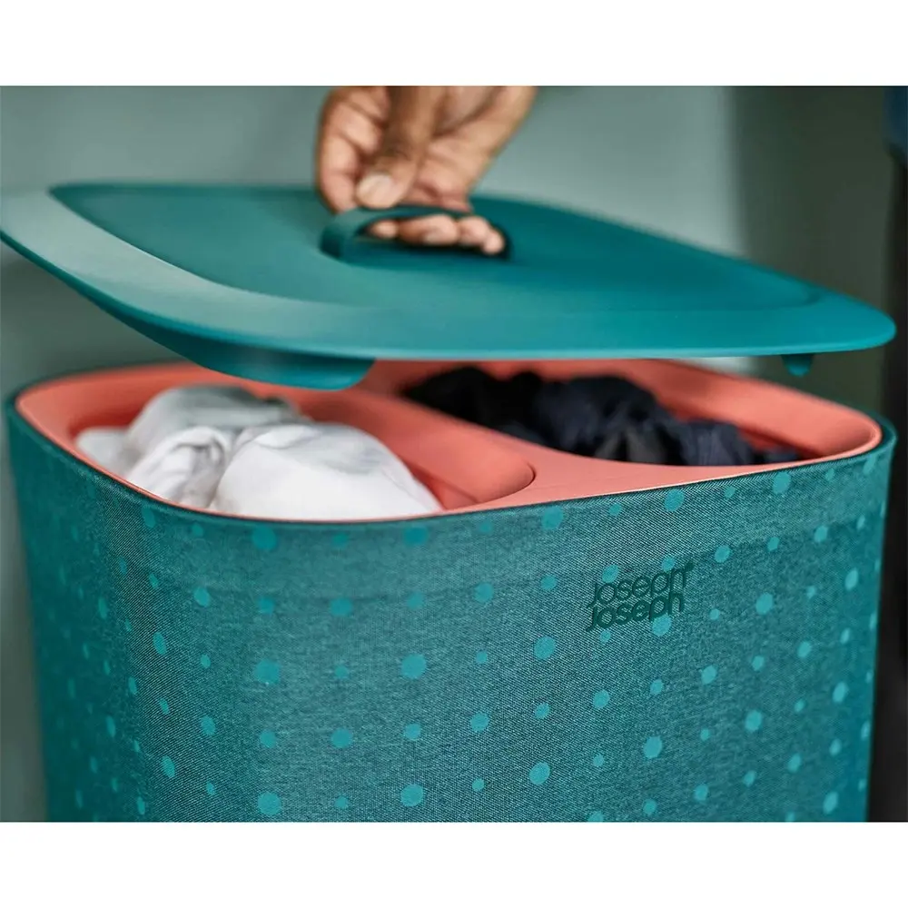 Joseph & Joseph Tota Pop 60L Laundry Basket Dual Tote Bag Compartment Green